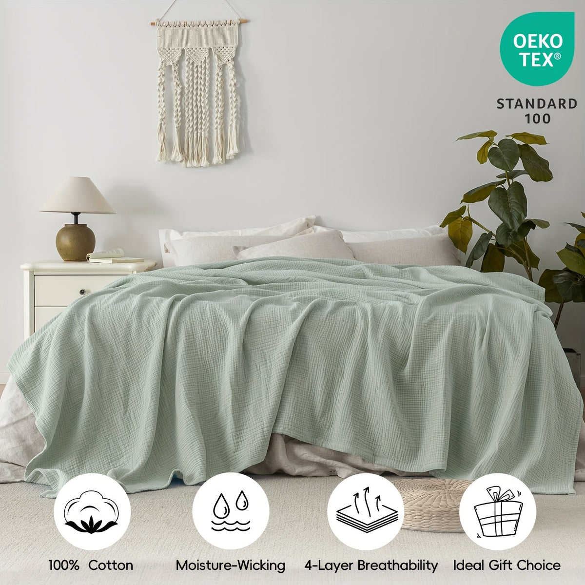 Cloudsoft Four-Layer Cotton Blanket — Soft, Breathable Weave