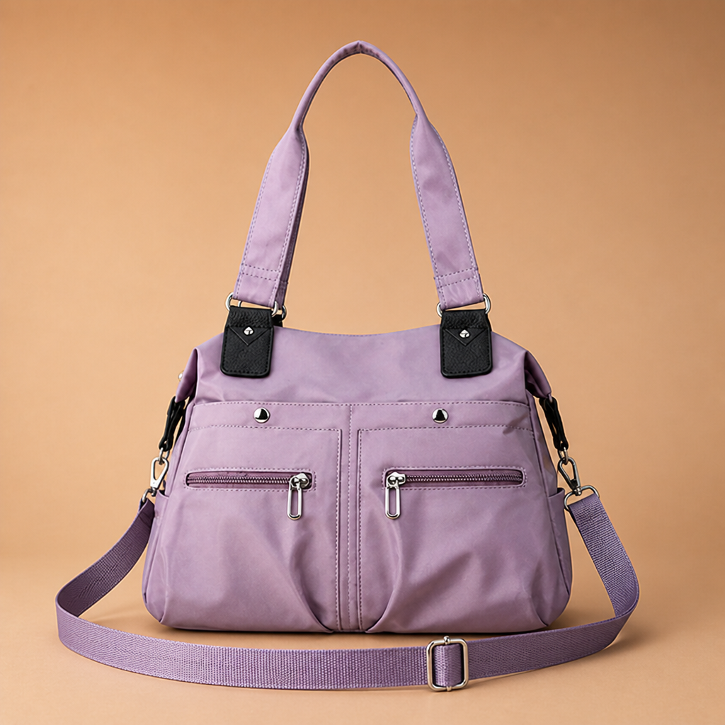VeroStride – Soft Nylon Shoulder Bag with Detachable Crossbody Strap - Souliia
