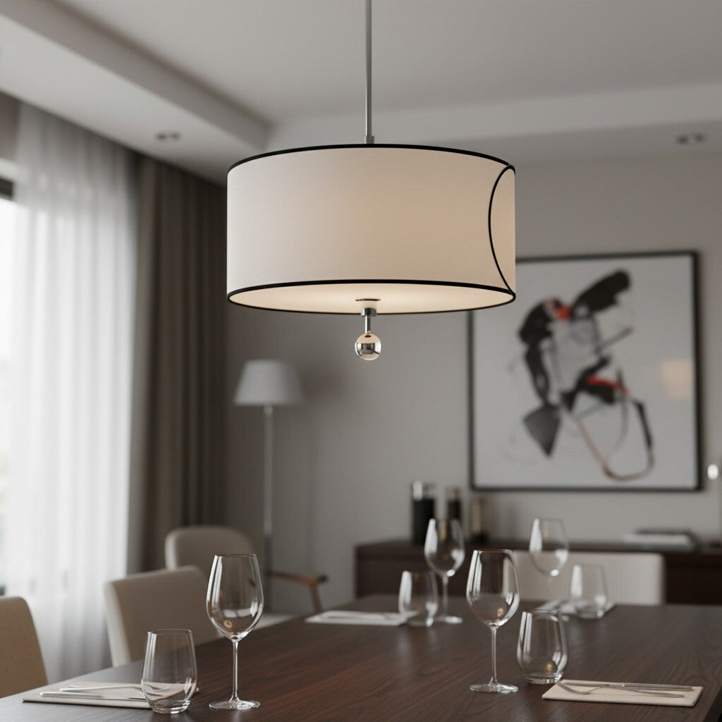 Roven Slim Metal Frame Drum Pendant Classic Transitional Lighting for Living Areas | Souliia