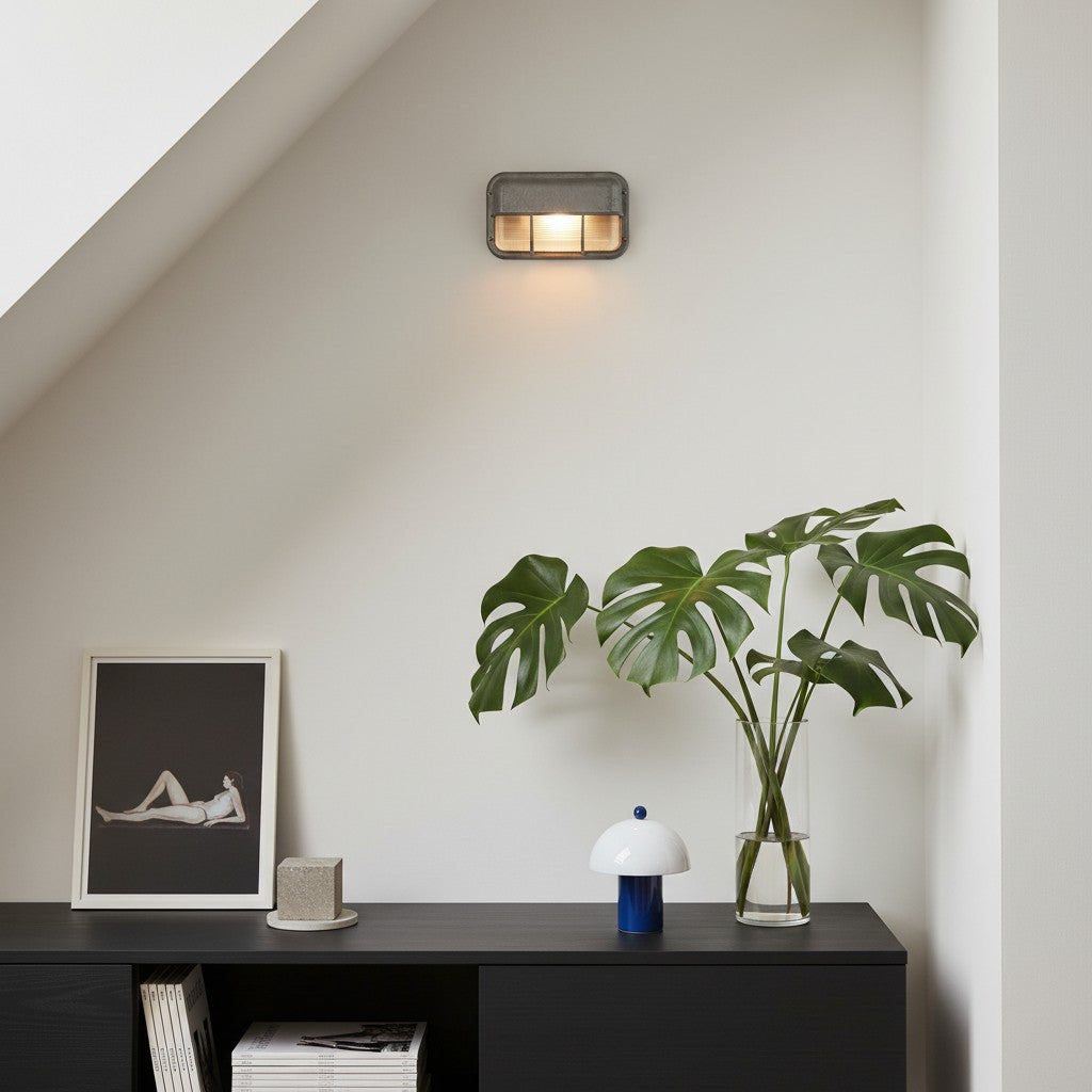 Morvane Geometric Aluminum Wall Sconce - Industrial Outdoor Lighting for Entryway | Souliia