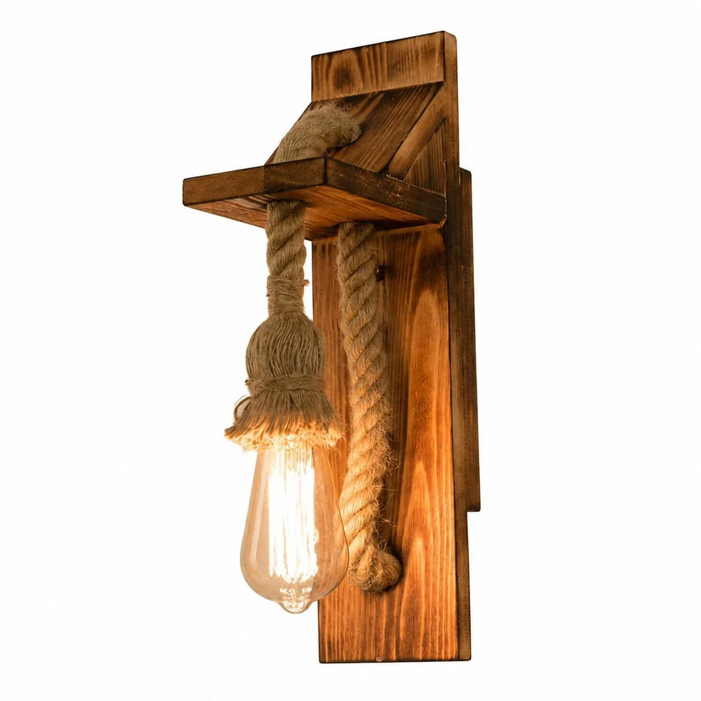 Rustic Ship Wood Industrial Wall Sconce Lamp | Souliia