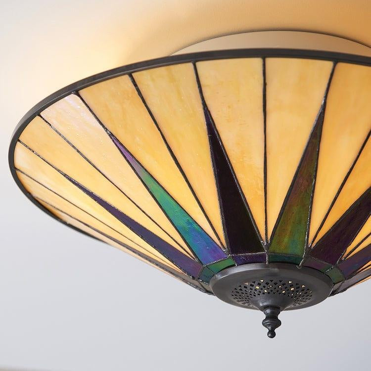 Tiffstar Elegant Art Glass Flush Ceiling Light with Vintage inspired Glass Diffuser – Classic Ceiling Fixture for Home Interiors | Souliia