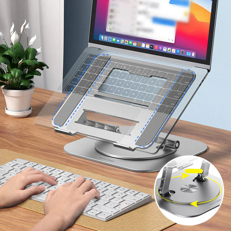 Support pivotant réglable pour ordinateur portable — Rotation à 360°, hauteur et inclinaison réglables