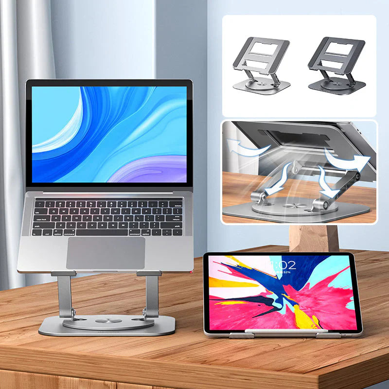 Support pivotant réglable pour ordinateur portable — Rotation à 360°, hauteur et inclinaison réglables