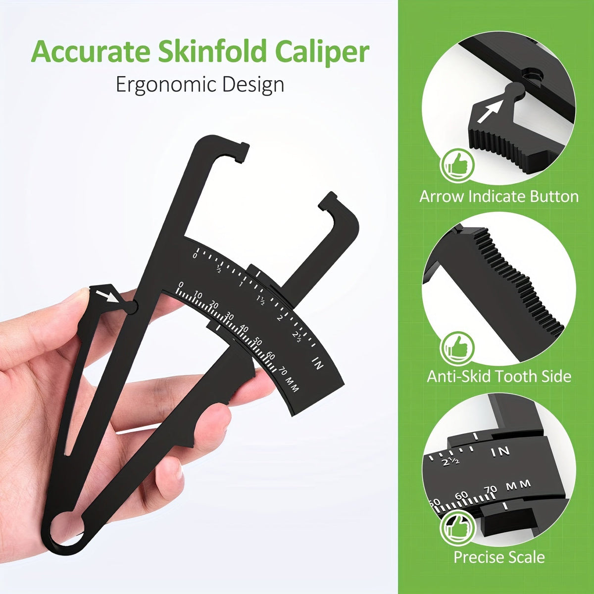 Caliperfit Body Fat Caliper — Precision Pinch-and-Read Skinfold Gauge