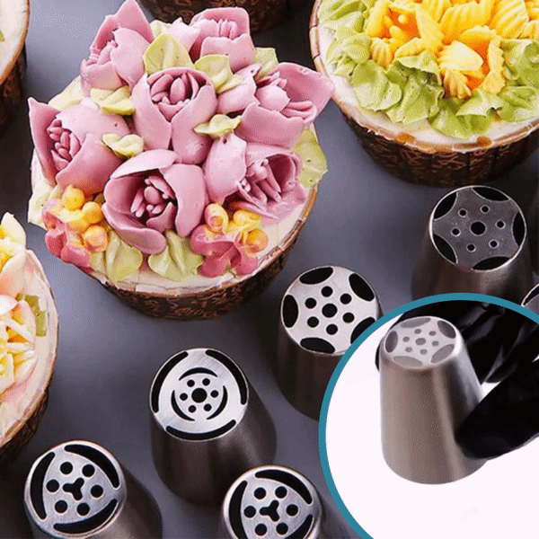 Set of 12 Tulip Piping Nozzles with Silicone Piping Bag - Souliia