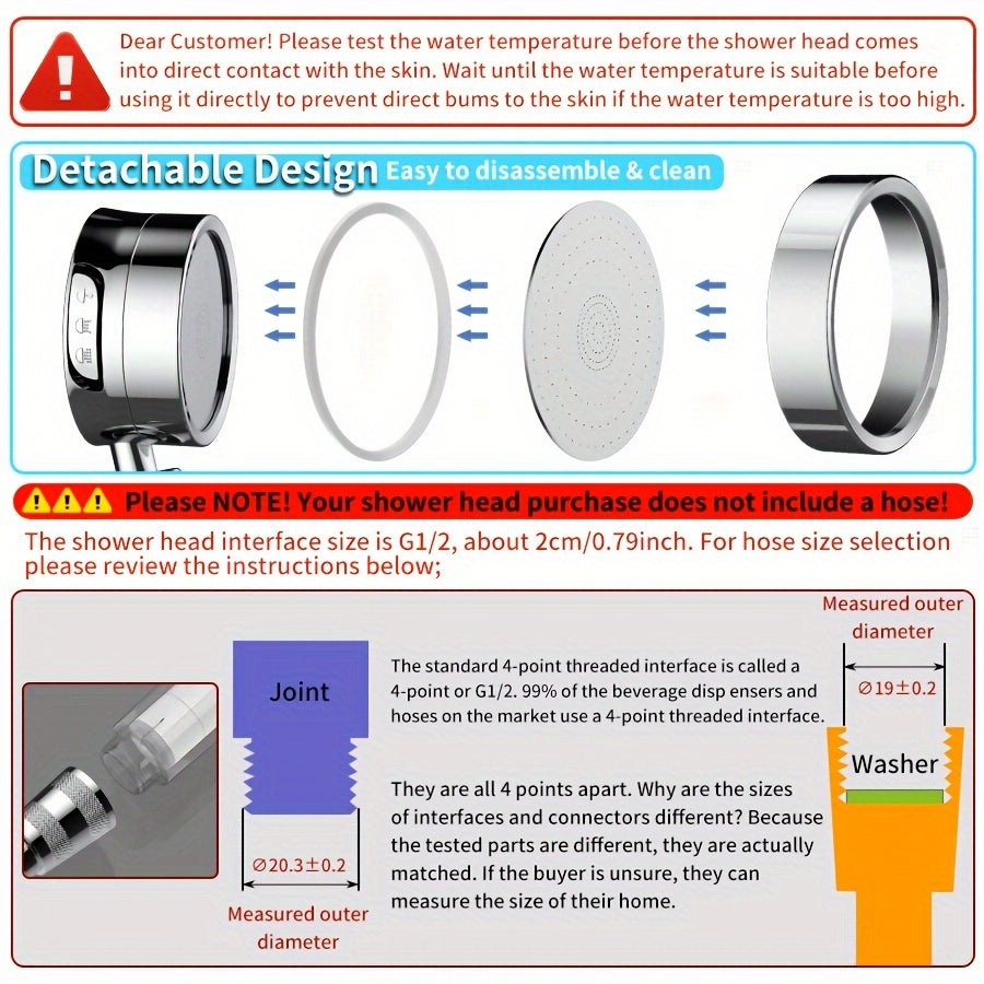 Nimbusa Adjustable Flow Showerhead — Three Distinct Spray Modes