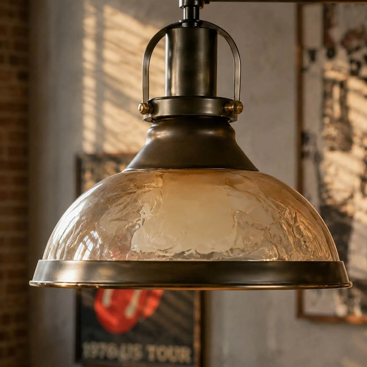 Vintage Industrial Billiard Pendant Light with Glass or Iron Shades | Souliia
