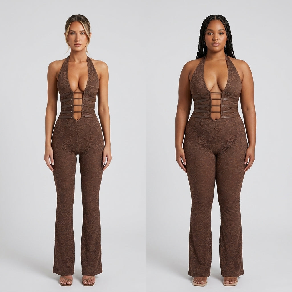 Virella – Sculpting Floral Lace Jumpsuit with Lace-Up Corset Back - Souliia