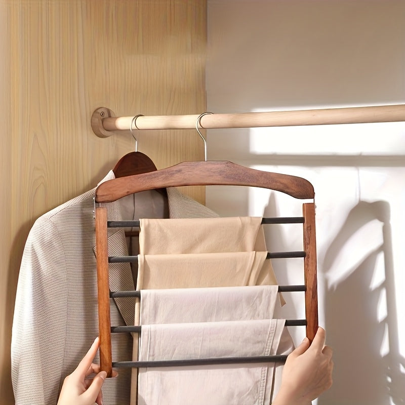 Set of 2 Multi-Layer Wooden Trouser Hangers - Souliia