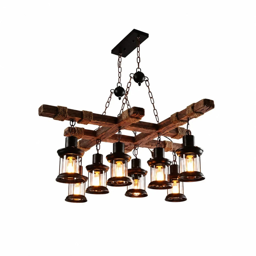 Rustic Industrial Solid Wood Pendant Light Collection | Souliia