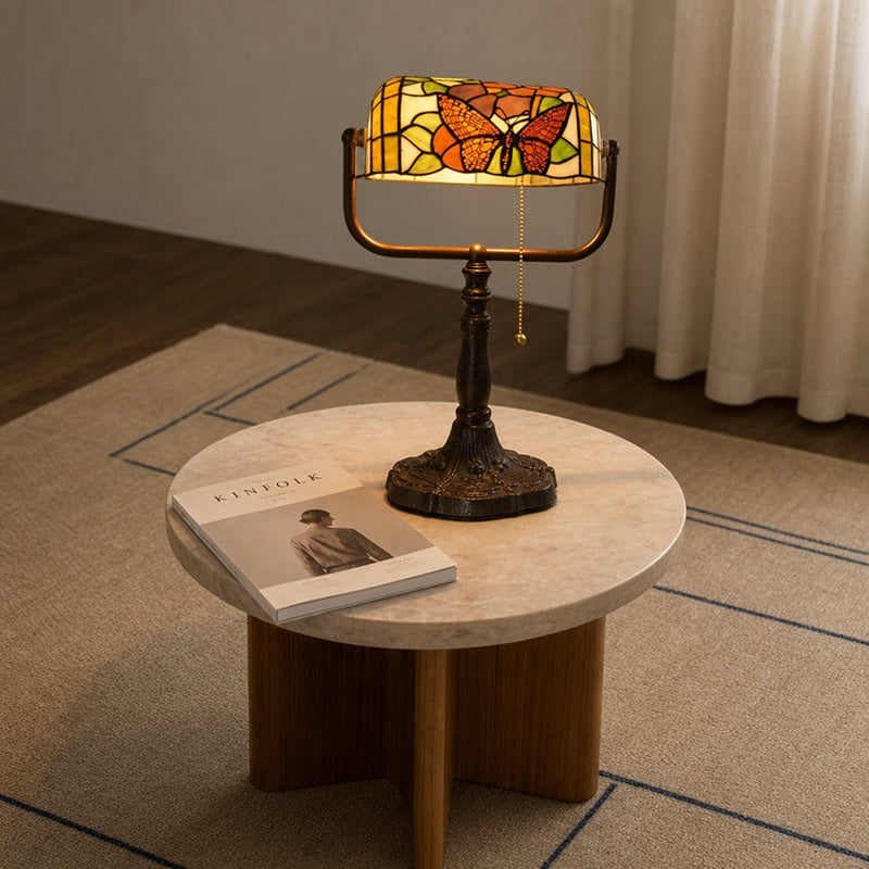 TF Tivanny Floral Stained Glass Desk Lamp - Vintage Table Light for Bedroom Study Living Room | Souliia