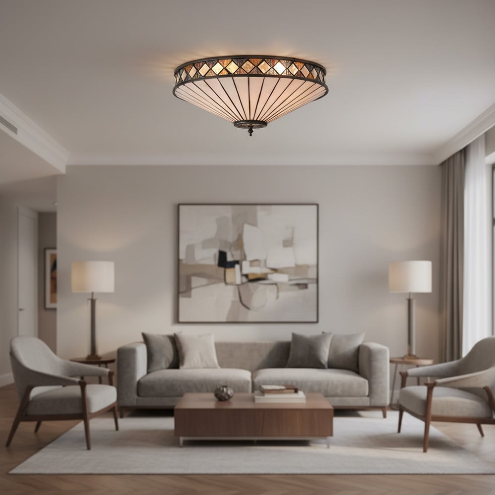 Lustrielle Vintage Artistic Crystal Glass Flush Mount Ceiling Light for Modern Interiors | Souliia