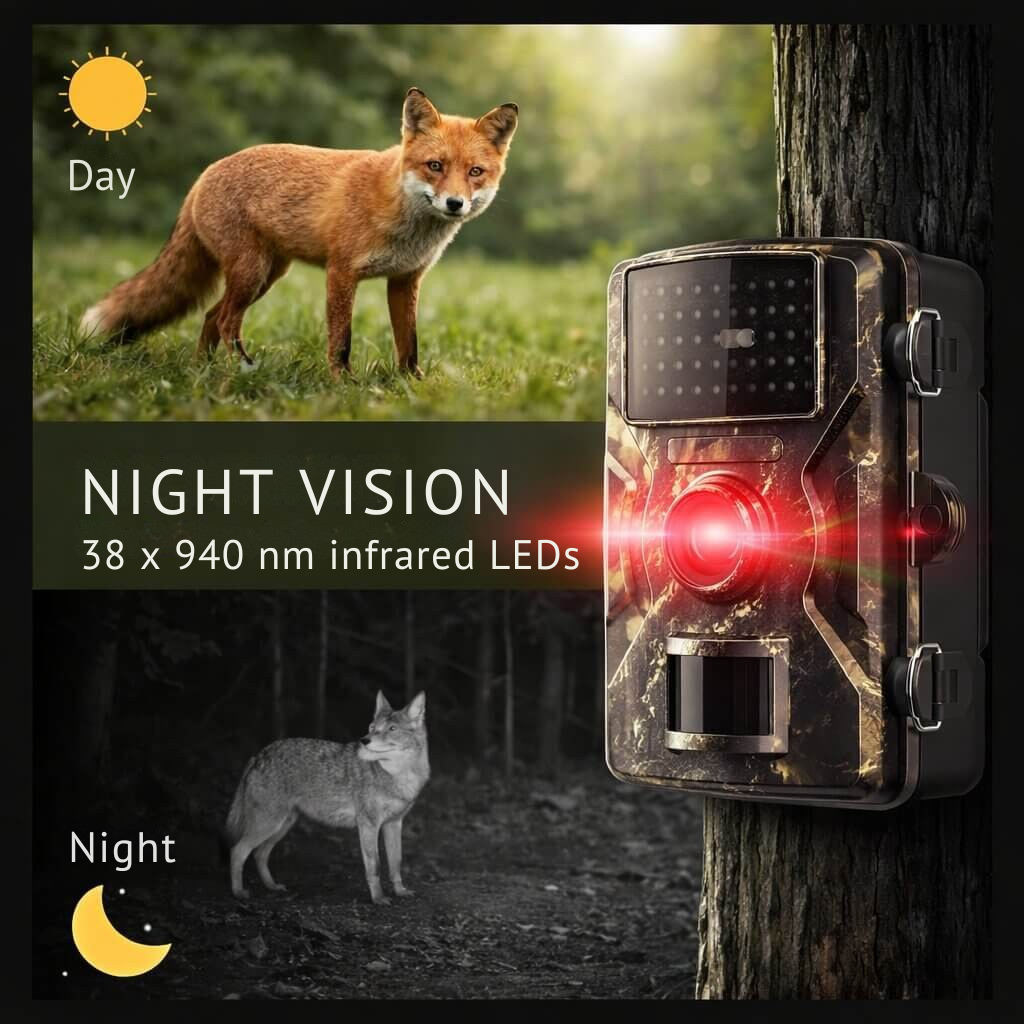 Wildtier-Beobachtungskamera mit Nachtsicht | Bewegungssensor | Wetterfest | Forest Protector - Souliia