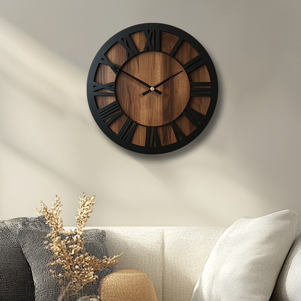 Naturisse Silent Wooden Wall Clock — Vintage Style, Artistic Design