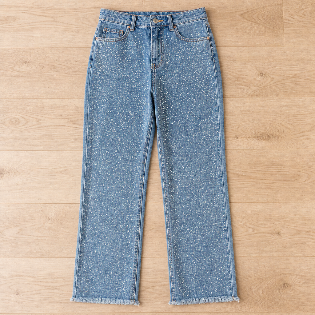VivaShine Straight Jeans — Shine Bright and Own Every Glance with Effortless Glamour - Souliia