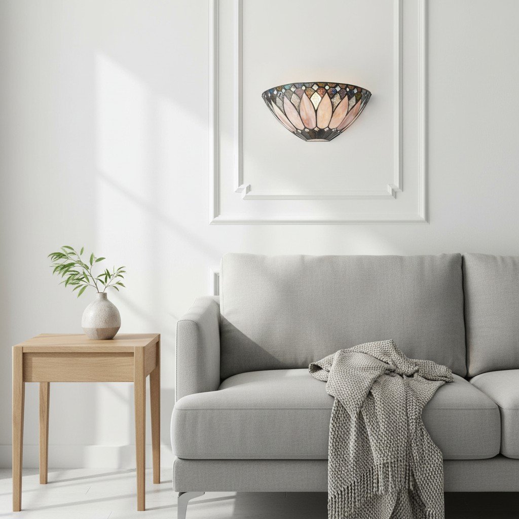 TF Layered Glass and Curved Metal Arm Wall Lamp – Transitional Art Deco Wall Sconce for Bedroom and Entryway | Souliia