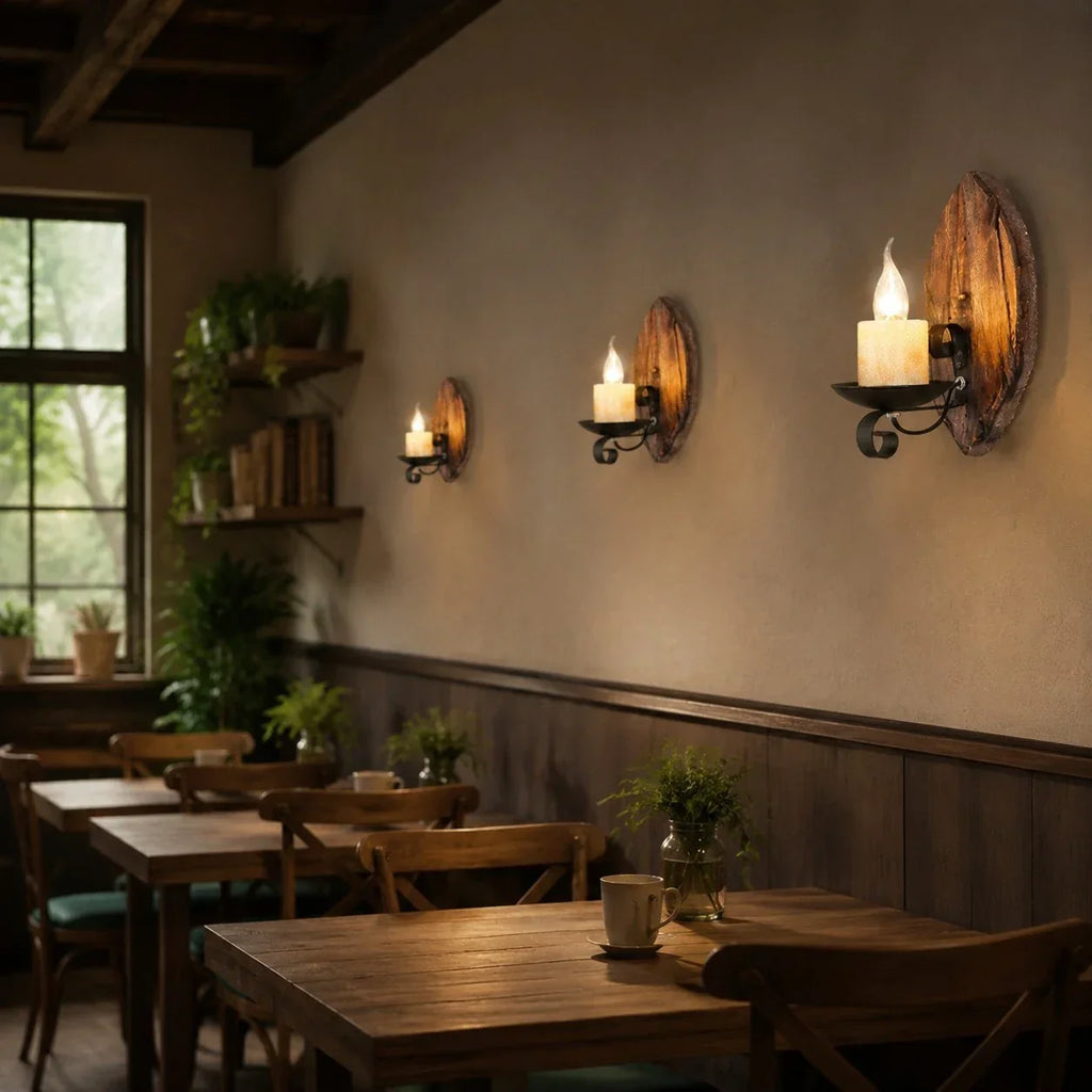 Rustic Ship Wood Industrial Wall Sconce Lamp | Souliia