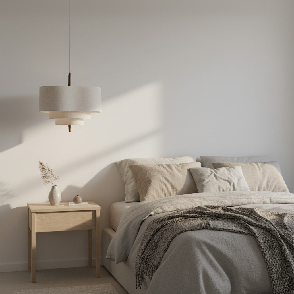 Softlume Wave Linen Shade Pendant Lamp - Modern Light for Dining Room | Souliia