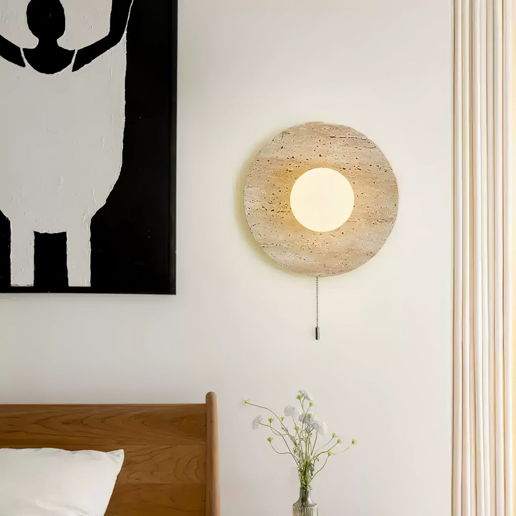 Retro Wabi Sabi Travertine Lunar Eclipse Wall Light M07 | Souliia