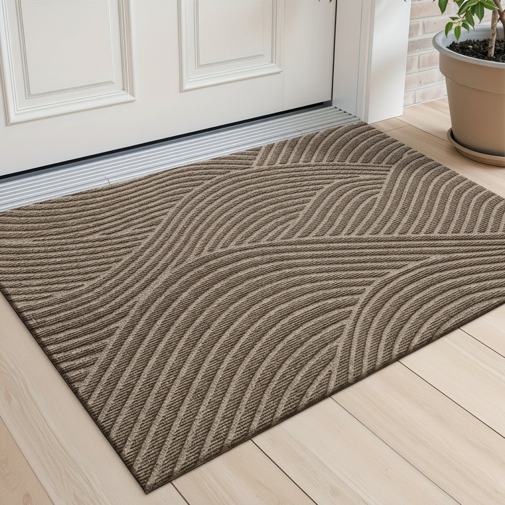 Home Horizon Geometric Striped Doormat — Non-Slip Backing, 75cm X 45cm