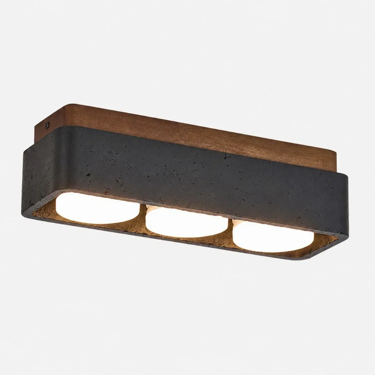 Travertin Quadrat Deckenleuchte mit Holz-Canopy | Souliia