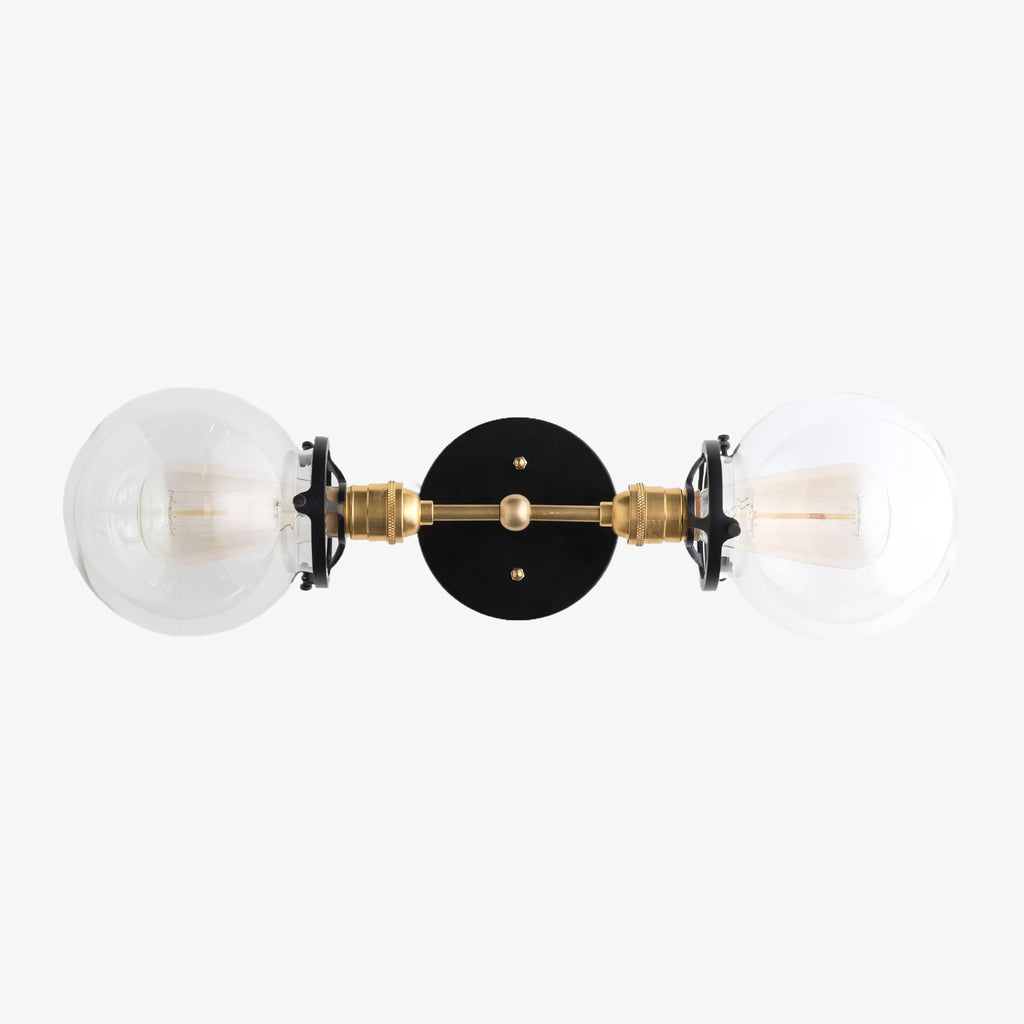 Lumio Globe klare Glas-Wandleuchte – moderne industrielle Wandlampe für Waschtisch & Flur | Souliia