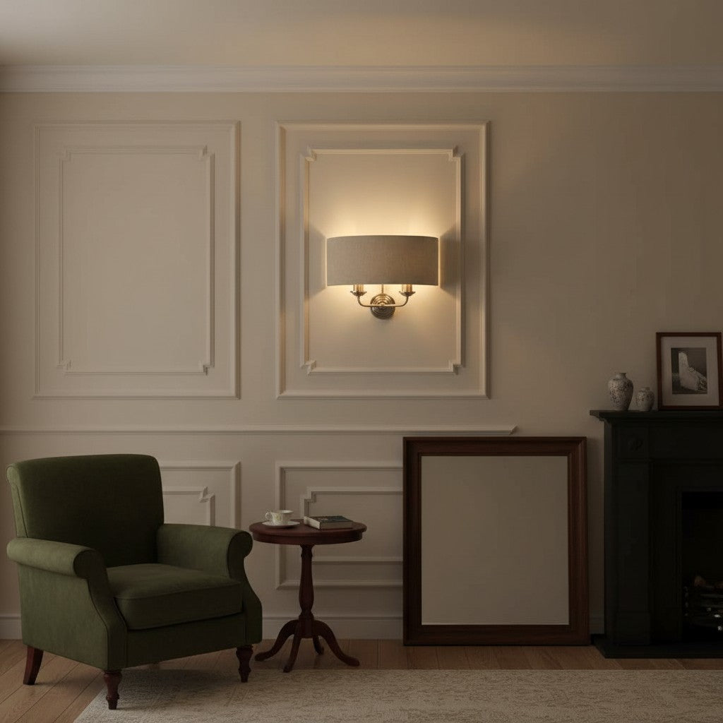 Tela elegante Wandleuchte mit Stoffschirm und feinem Metallrahmen für Wohnzimmer und Schlafzimmer | Souliia