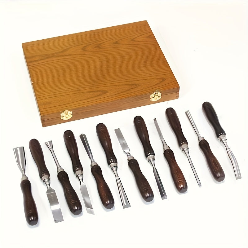 Wood Carving Tool Set – 12-Piece Precision Kit with Wooden Case - Souliia