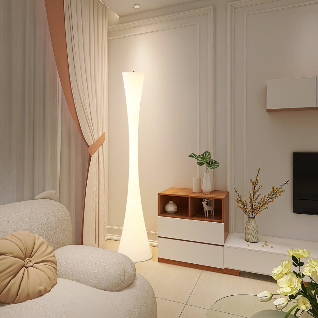 Romantic Simple White Column Floor Lamp M27 | Souliia