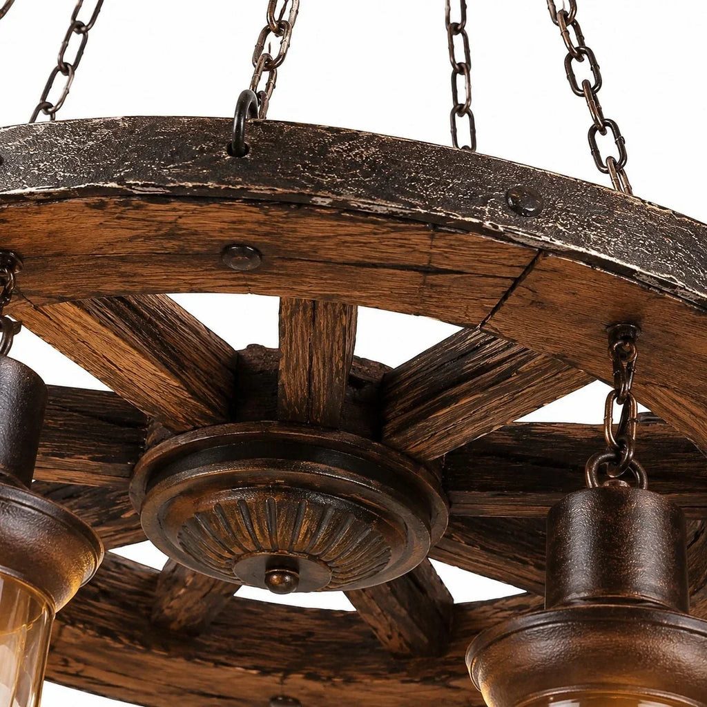 Rustic Industrial Solid Wood Pendant Light Collection | Souliia