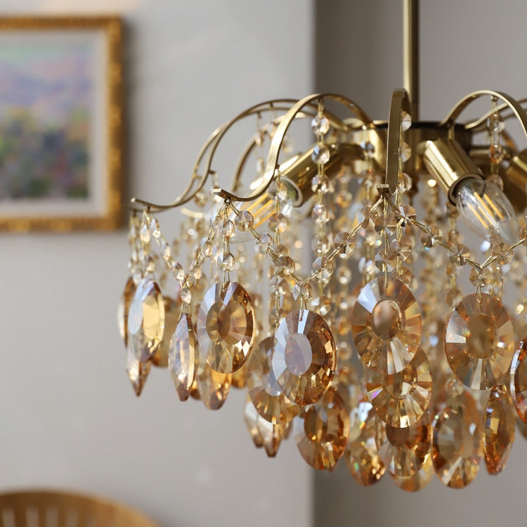 Lustrielle Sparkling Teardrop Branch Crystal Chandelier – Glamorous Retro Romantic Lighting for Dining Room | Souliia