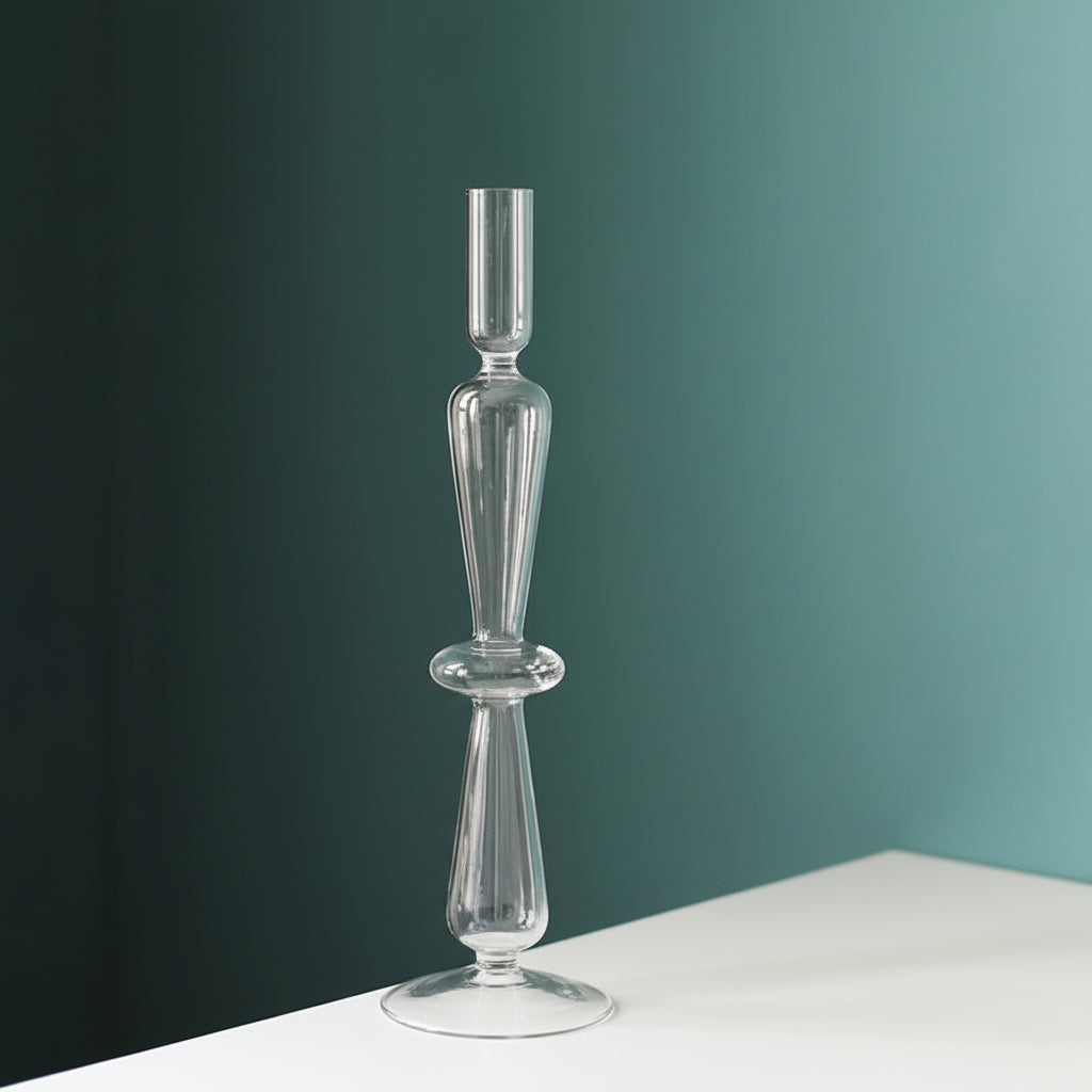 Auravine Glass Vase & Candle Holder — Sculptural, Minimalist Profile