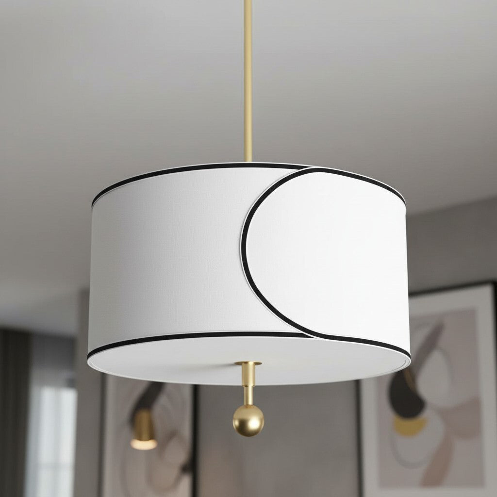 Roven Slim Metal Frame Drum Pendant Classic Transitional Lighting for Living Areas | Souliia