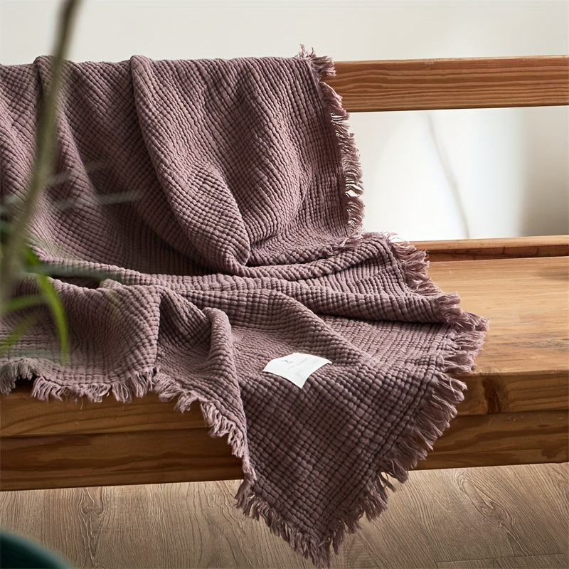 Softcloud Four-Layer Cotton Crepe Blanket — Neutral Beige, Lightweight