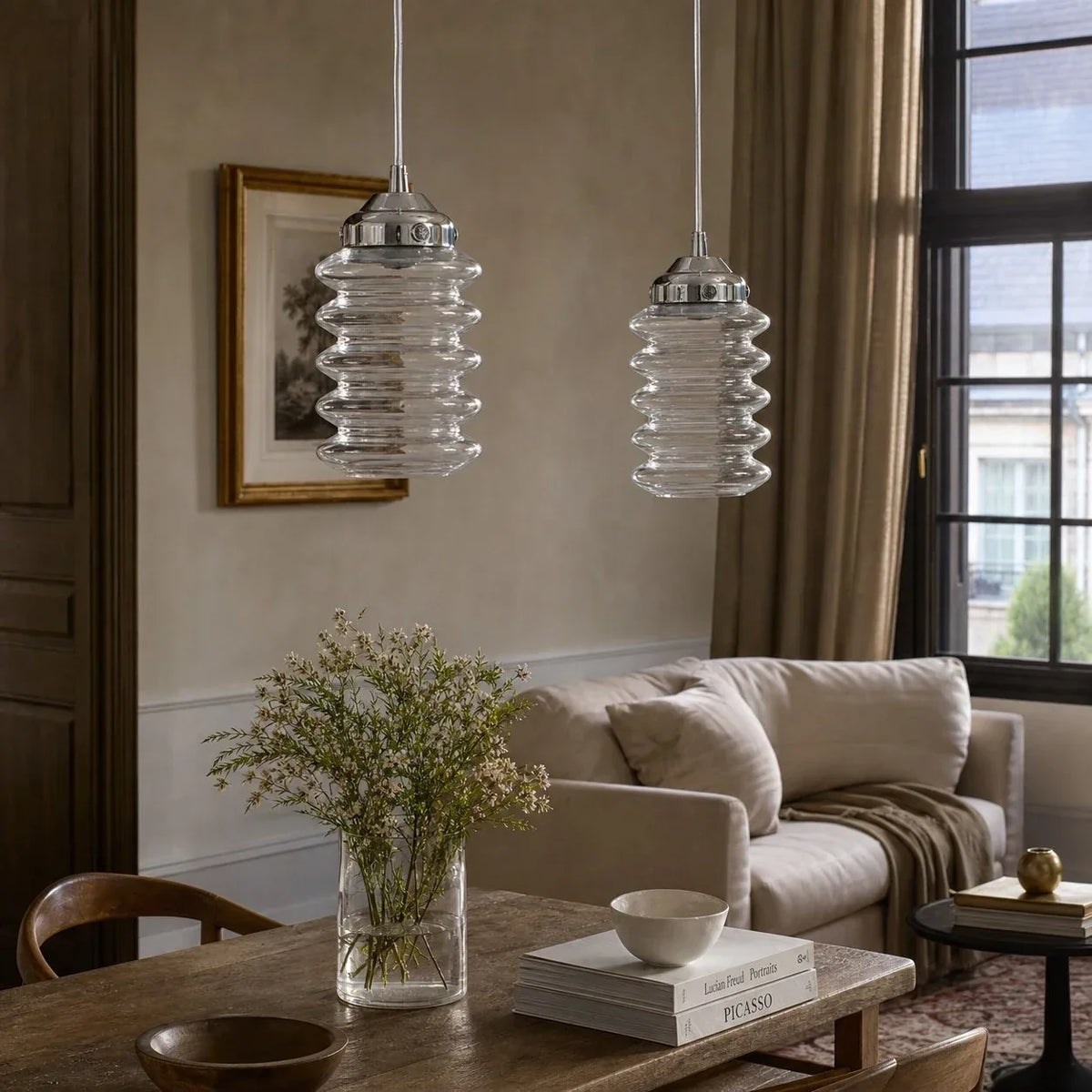 Ribbed Glass Pendant Light | Souliia