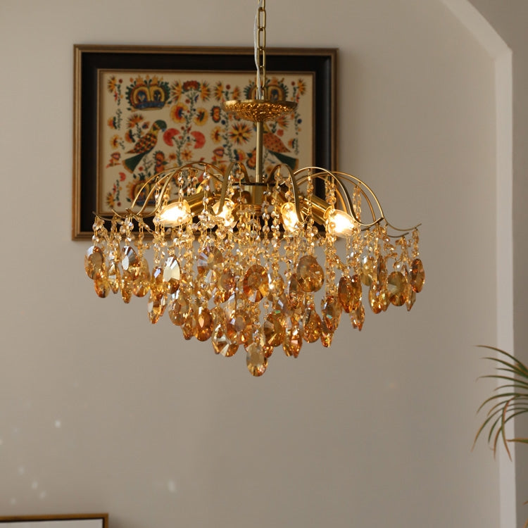 Lustrielle Sparkling Teardrop Branch Crystal Chandelier – Glamorous Retro Romantic Lighting for Dining Room | Souliia
