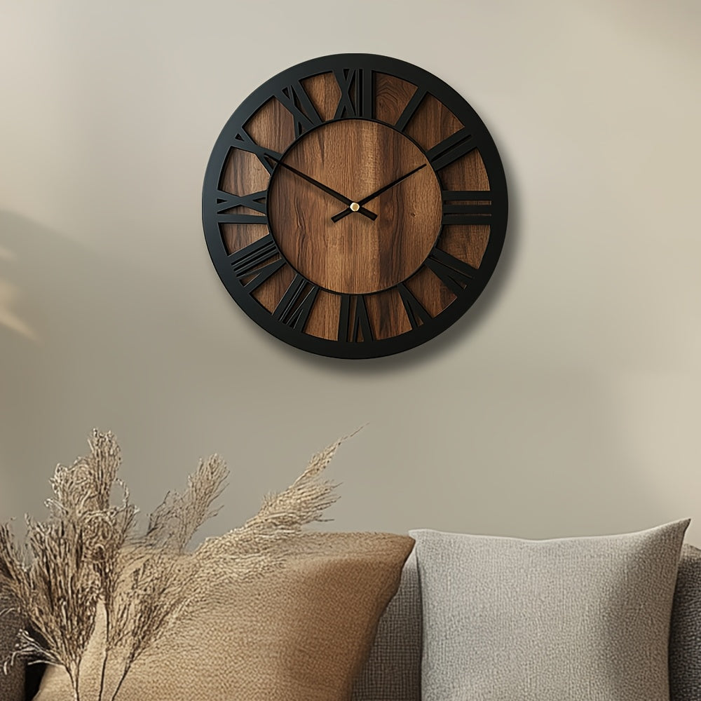 Naturisse Silent Wooden Wall Clock — Vintage Style, Artistic Design