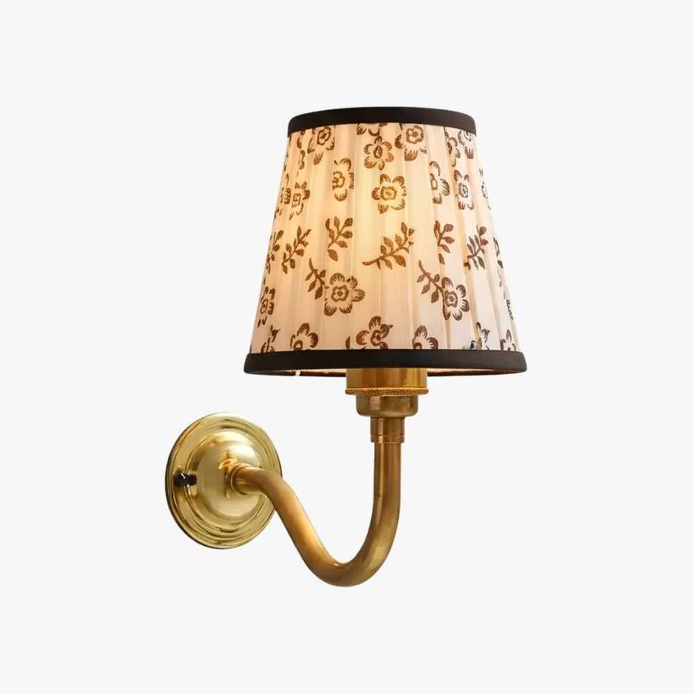 Solmire Fabric Wall Sconce - Vintage Linen Cotton Shade with Curved Metal Arm for Bedroom and Hallway | Souliia
