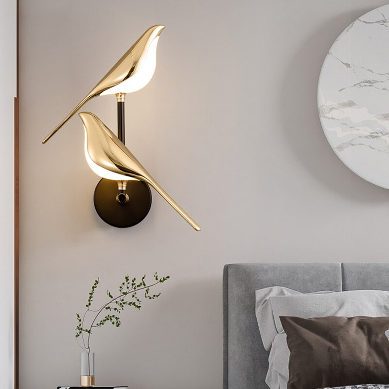 Pawdia Bird Wall Sconce - Metal Acrylic Modern LED Wall Lamp for Bedroom and Hallway | Souliia