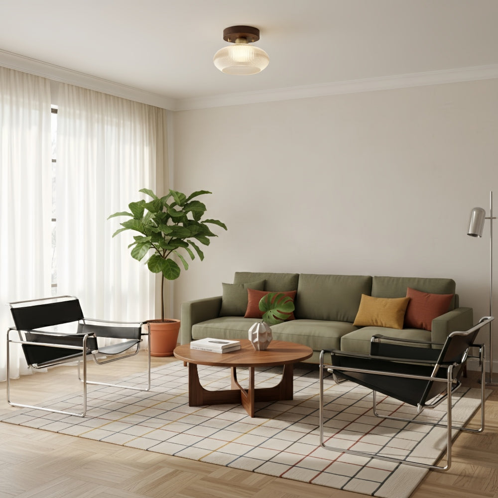Soliro Minimalistische Kuppel-Holz-Glas-Deckenleuchte - Beleuchtung für Küche und Wohnzimmer | Souliia
