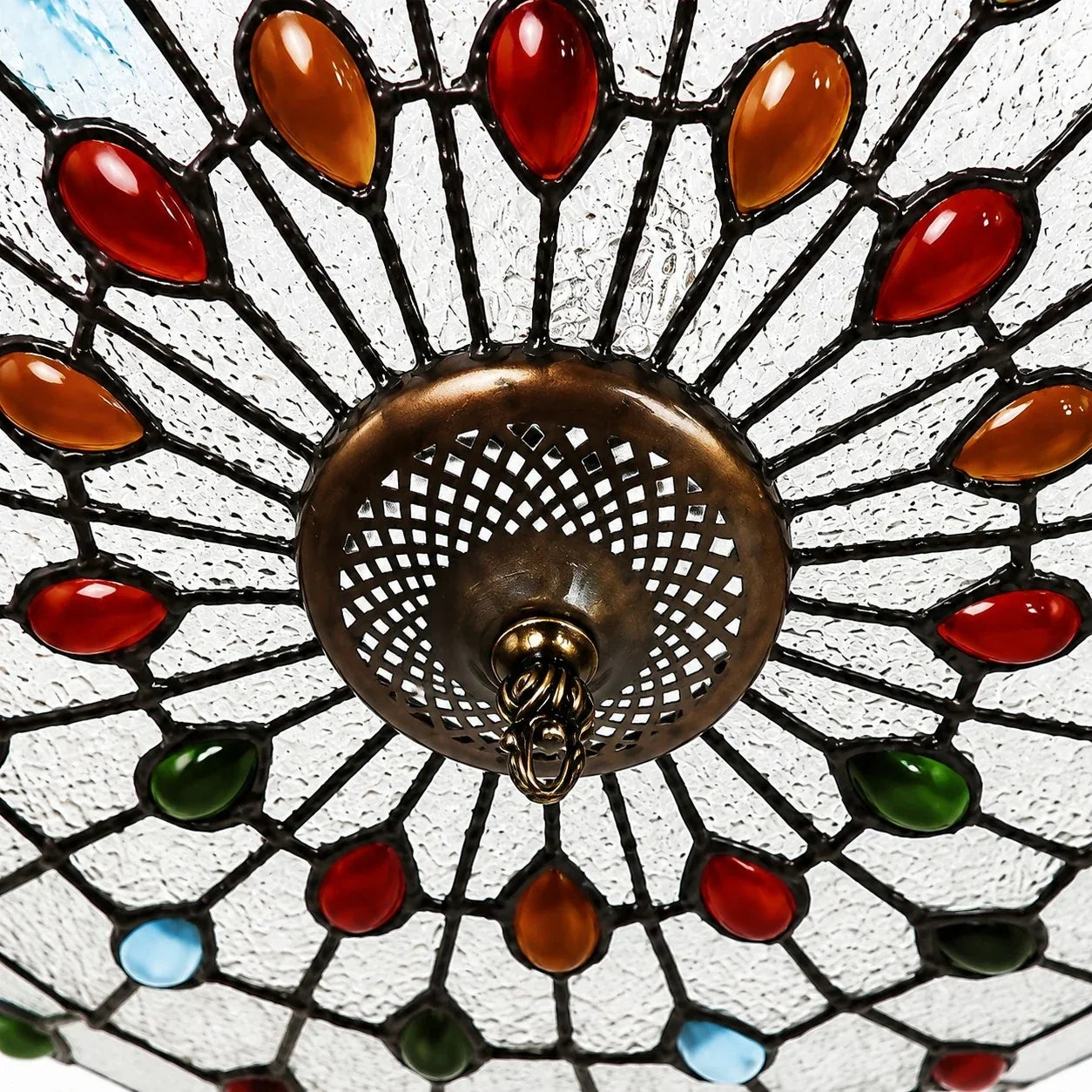 Tiffany-Style Stained Glass Flush Mount Light | Souliia