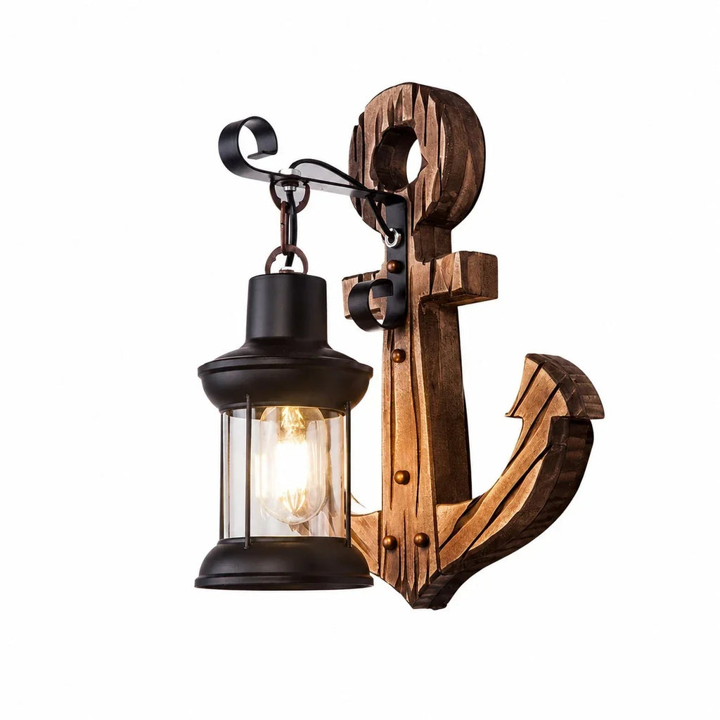 Rustic Ship Wood Industrial Wall Sconce Lamp | Souliia