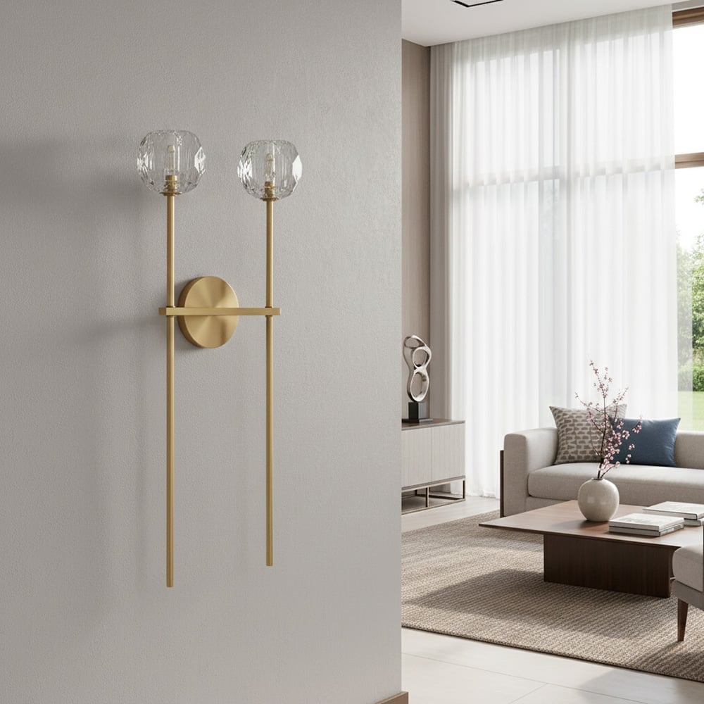 Lustrielle klare Glas-Zylindrische Wandleuchte – moderne luxuriöse Wandlampe für den Flur | Souliia