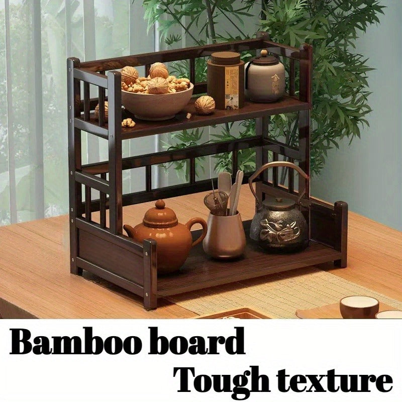 Woodhaven Freestanding Multi Tier Wooden Tea Station Organizer