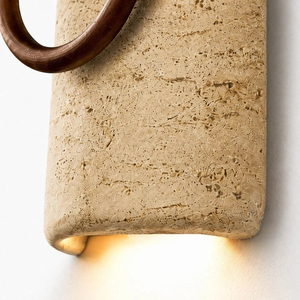 Travertine Wood Ring Wall Sconce | Souliia