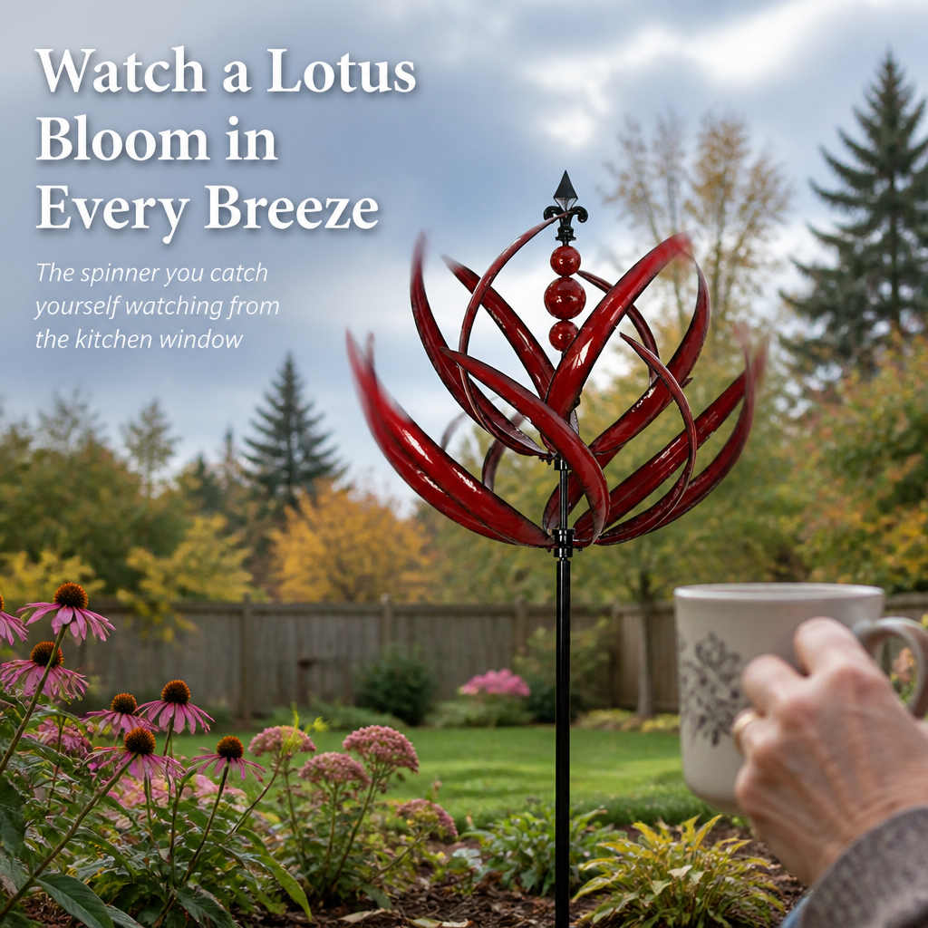 SereniWind — Watch the Lightest Breeze Bloom a Slow-Spinning Metal Lotus - Souliia