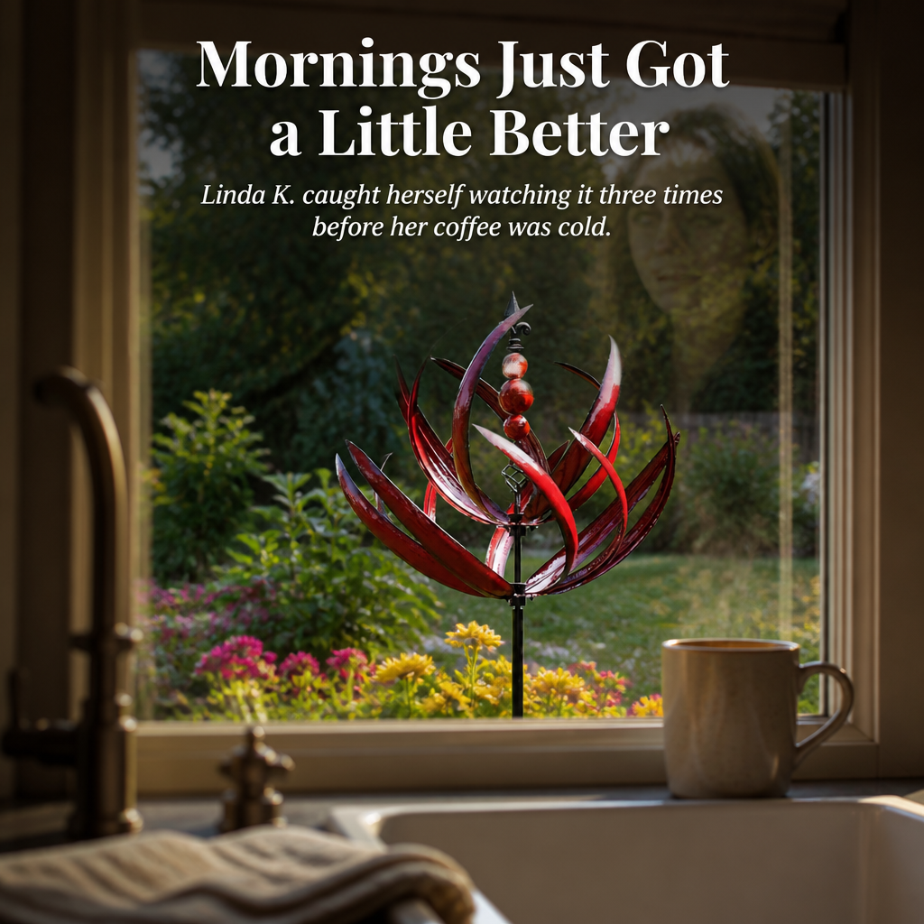 SereniWind — Watch the Lightest Breeze Bloom a Slow-Spinning Metal Lotus - Souliia