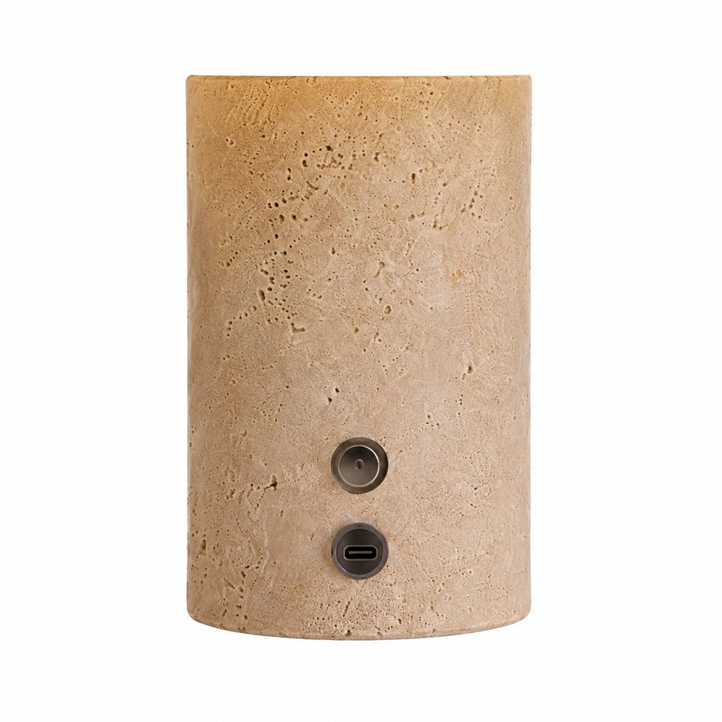 Travertine Stone Rechargeable Touch Table Lamp | Souliia