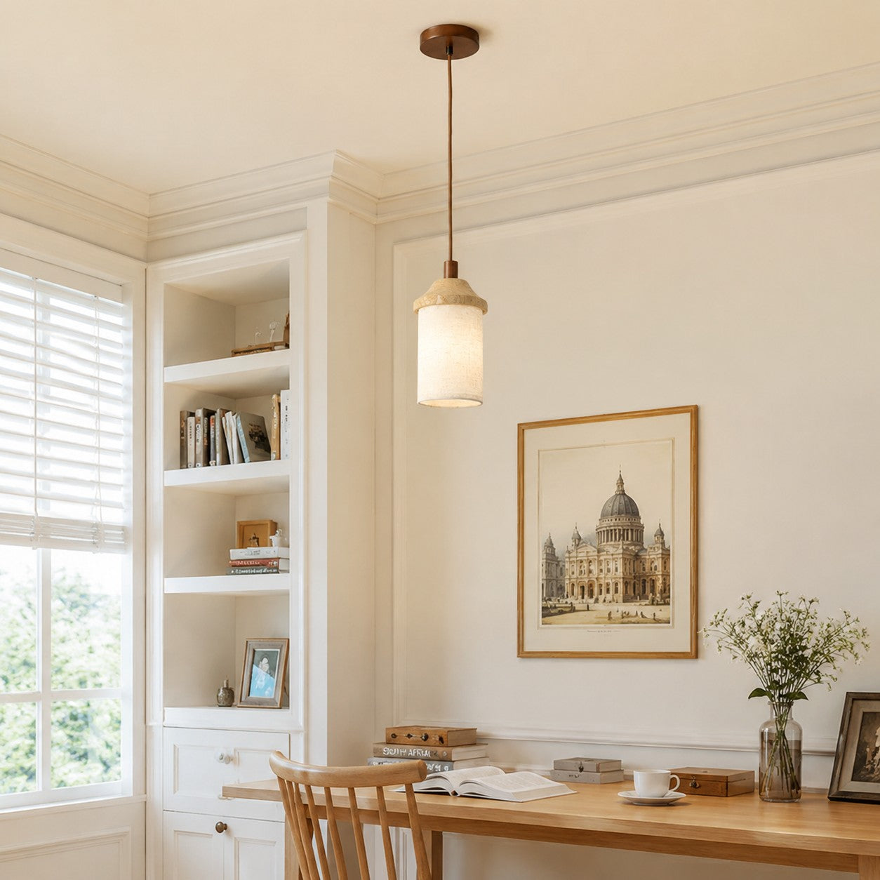 Travertine Pendant Light with Natural Stone Texture | Souliia